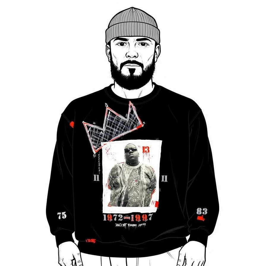 Big Numbers — sweat upcyclé pièce unique, Noir, taille XL