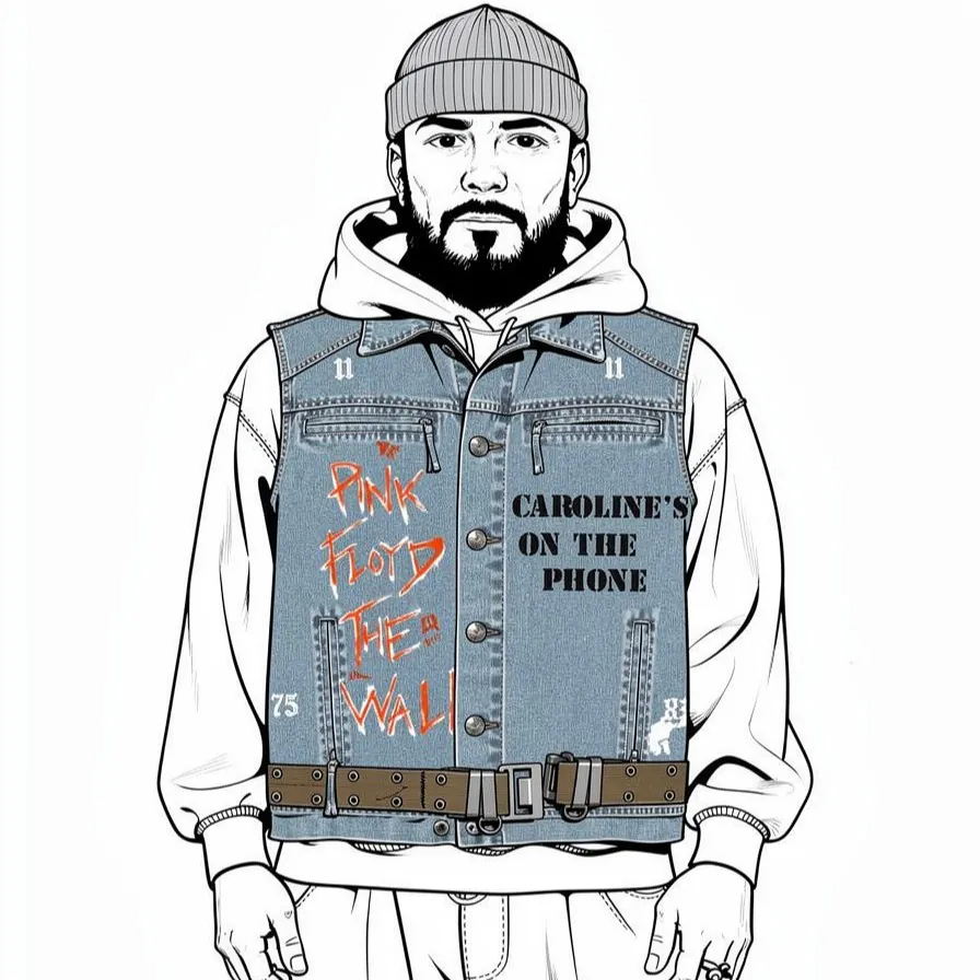 Comic Floyd — veste upcyclée pièce unique, Jean, taille L