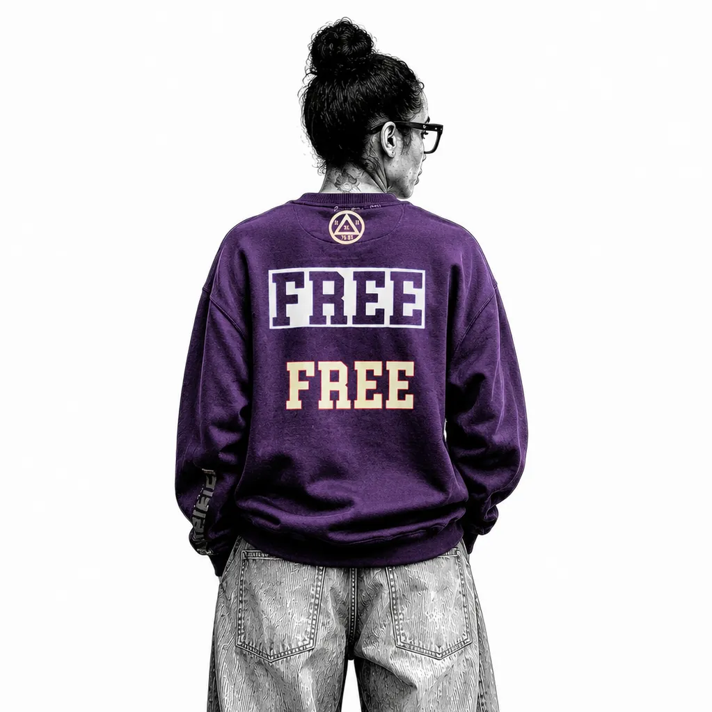 Free Free — sweat upcyclé pièce unique, Violet, taille L