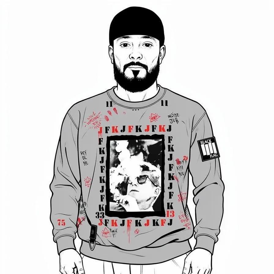 J.F.King — sweat upcyclé pièce unique, Gris, taille L