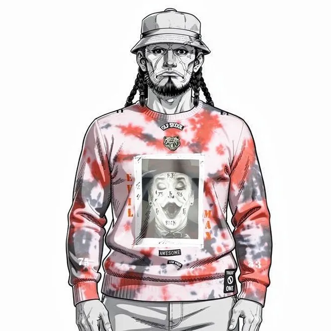 Jok Nicholson — sweat upcyclé pièce unique, Tie dye rouge, taille XL