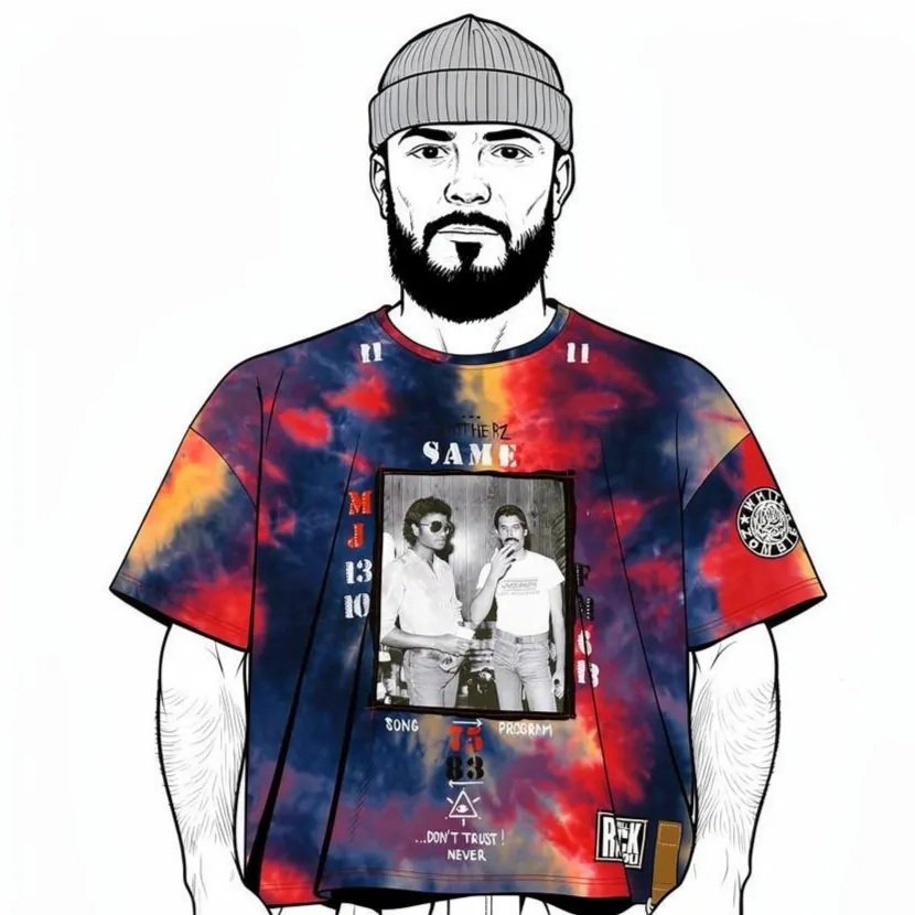 M Brotherhood — t-shirt upcyclé pièce unique, Multicolor, taille L
