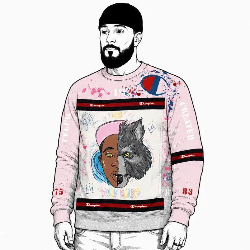 Tyler Champ — sweat upcyclé pièce unique, Multicolor, taille L